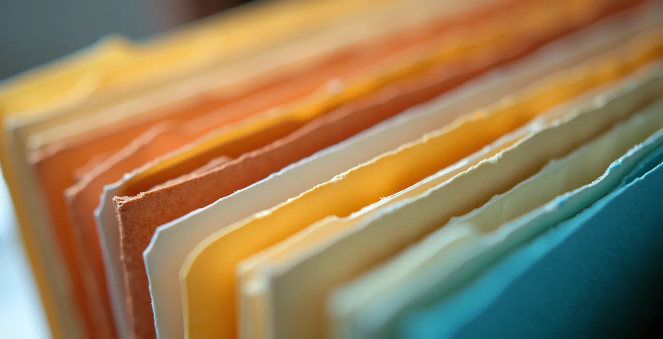 Fascicoli e documenti organizzati per le pratiche dei bonus edilizi con elementi architettonici italiani