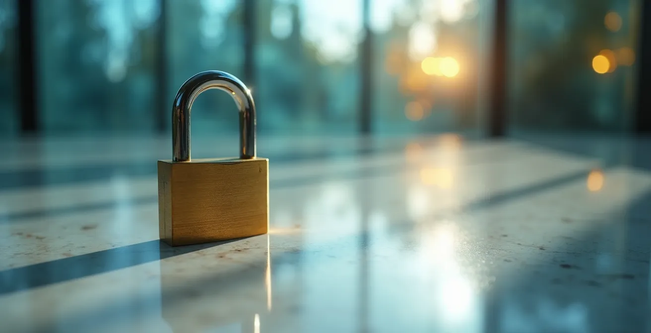Rappresentazione simbolica della protezione dei dati aziendali con lucchetto digitale